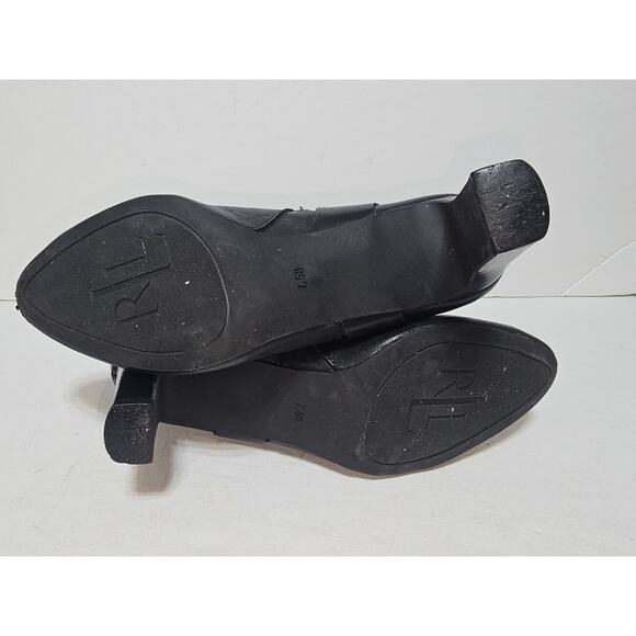 Lauren Ralph Lauren Women's Laurie Black Leather Side Zip Ankle Booties Sz 7.5B - Picture 8 of 8